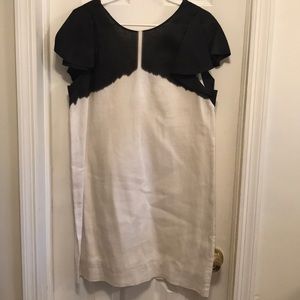 J. CREW linen tie dyed dress with flutter sleeves